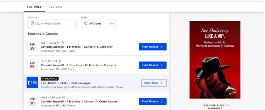 Click On Fixtures on Ticketmaster Click On Fixtures on Ticketmaster